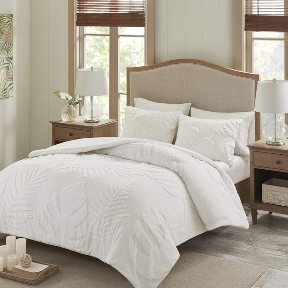 Madison Park Ceiba Tufted Cotton Chenille Duvet Cover Set Queen - Picture 2 of 6